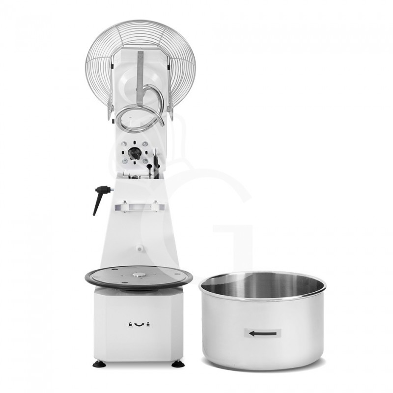 Amasadora de espiral trifásica con cabezal elevable y cuba extraíble mandos digitales - capacidad 42 LT