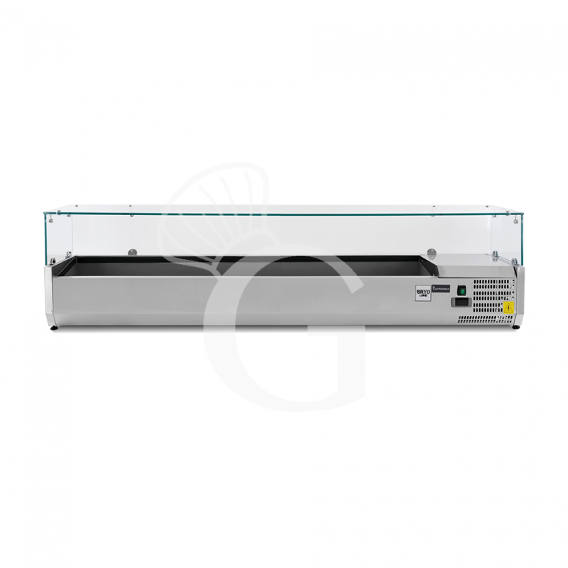 Vitrina Refrigerada horizontal para pizzería, L 1200 mm, Capacidad 3 cubetas GN1/3 + 1 cubeta GN1/2