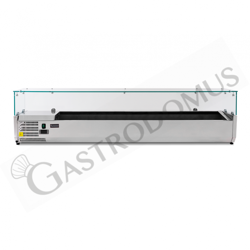 Vitrina Refrigerada horizontal con motor a la izquierda, longitud 1500 mm, Capacidad 5 Cubetas GN1/3 + 1 Cubeta GN1/2