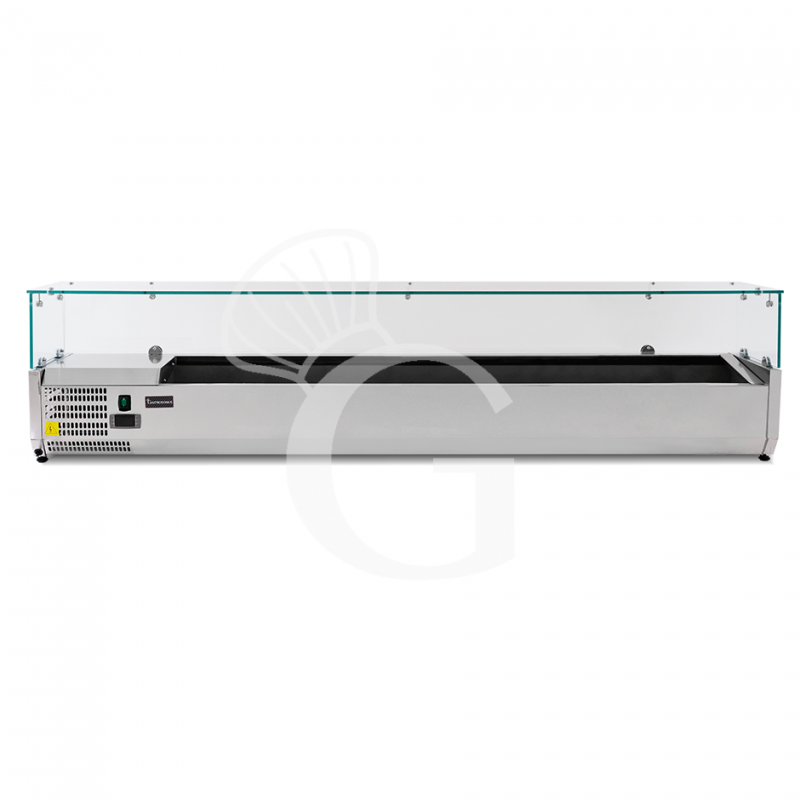 Vitrina Refrigerada horizontal para pizzería con motor a la izquierda, L 2000 mm, Capacidad 9 cubetas GN1/3