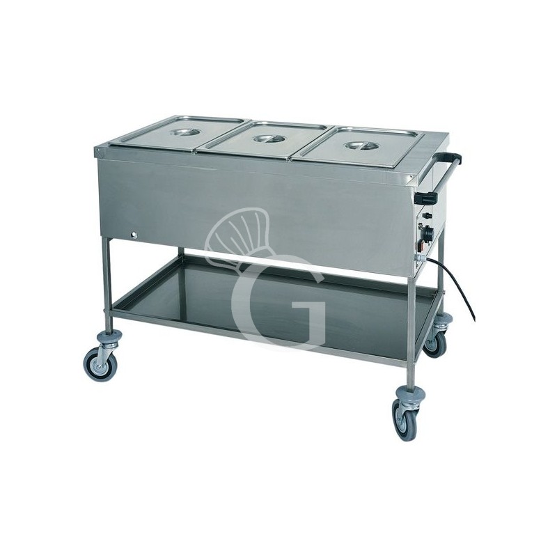 Carro térmico baño maría para 3 cubetas GN1/1 - L 1170 mm x P 650 mm x A 850 mm