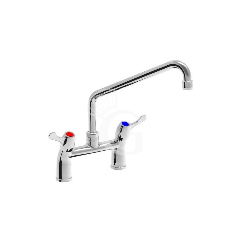 Grifo mezclador biforo sobre encimera mandos 1/4 de giro , longitud 200 mm