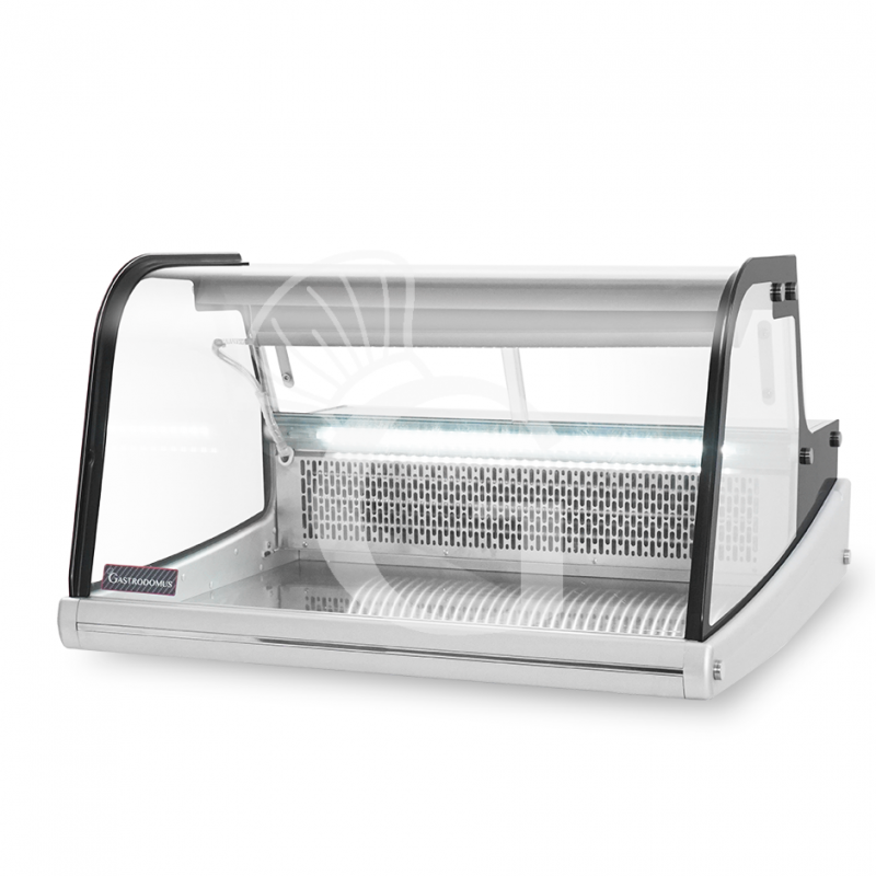 Expositor refrigerado ventilado de sobremesa con exterior negro e inox – 175 L – +2 °C / +12 °C – luz interna LED