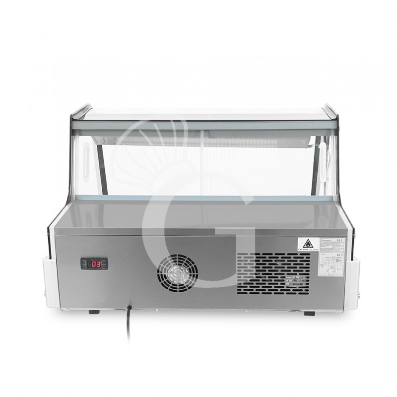 Expositor refrigerado ventilado de sobremesa con exterior negro e inox – 175 L – +2 °C / +12 °C – luz interna LED