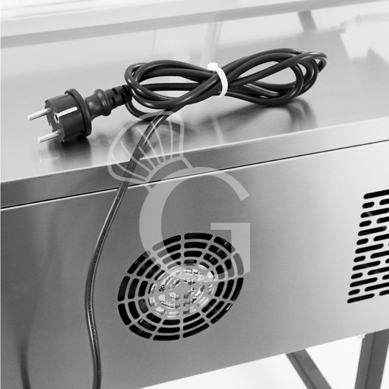 Expositor refrigerado ventilado de sobremesa con exterior negro e inox – 175 L – +2 °C / +12 °C – luz interna LED