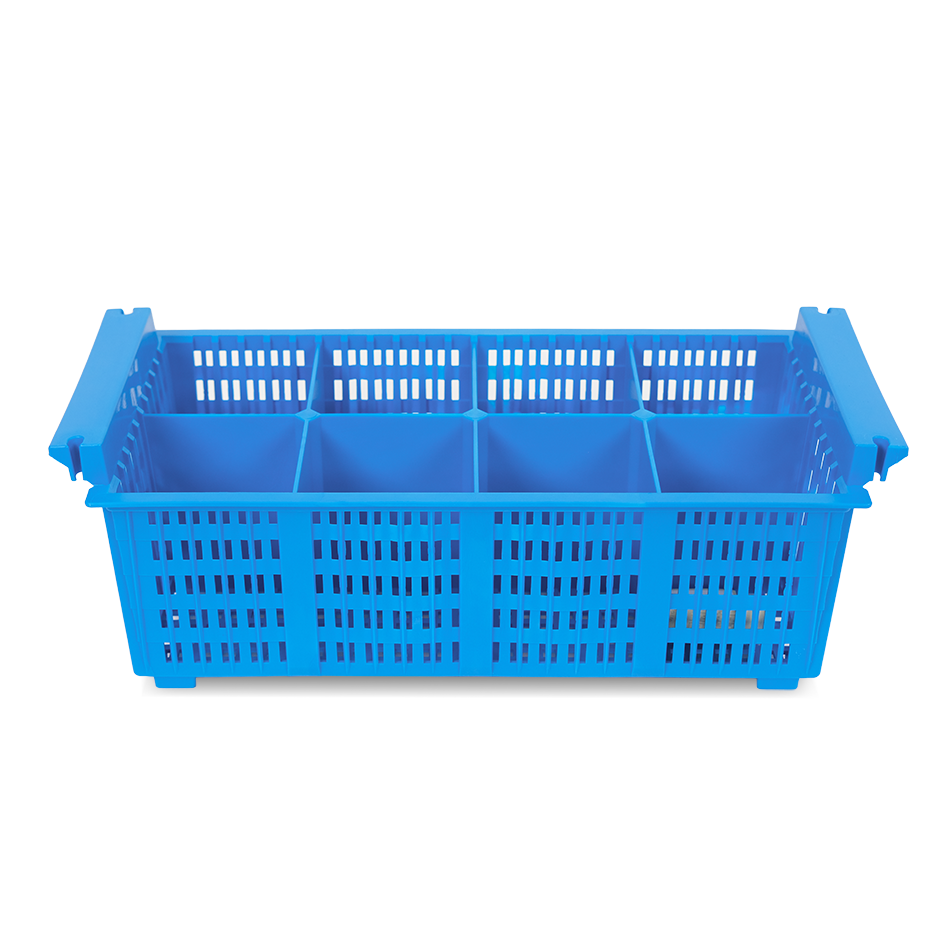 Cesto para cubiertos con 8 compartimientos, azul - L 430 mm x P 205 mm x H 140 mm