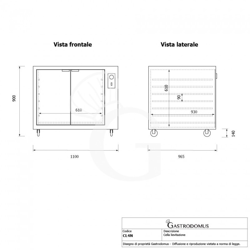 Cámara de fermentación 12 bandejas 600 x 400 mm color negro L 1100 x P 965 x H 900 mm