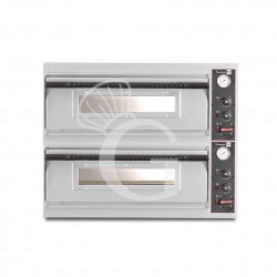 Horno eléctrico con 2 cámaras control mecánico para 6+6 pizzas de 350 mm de diámetro