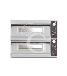 Horno eléctrico con 2 cámaras control mecánico para 4+4 pizzas de 320 mm de diámetro