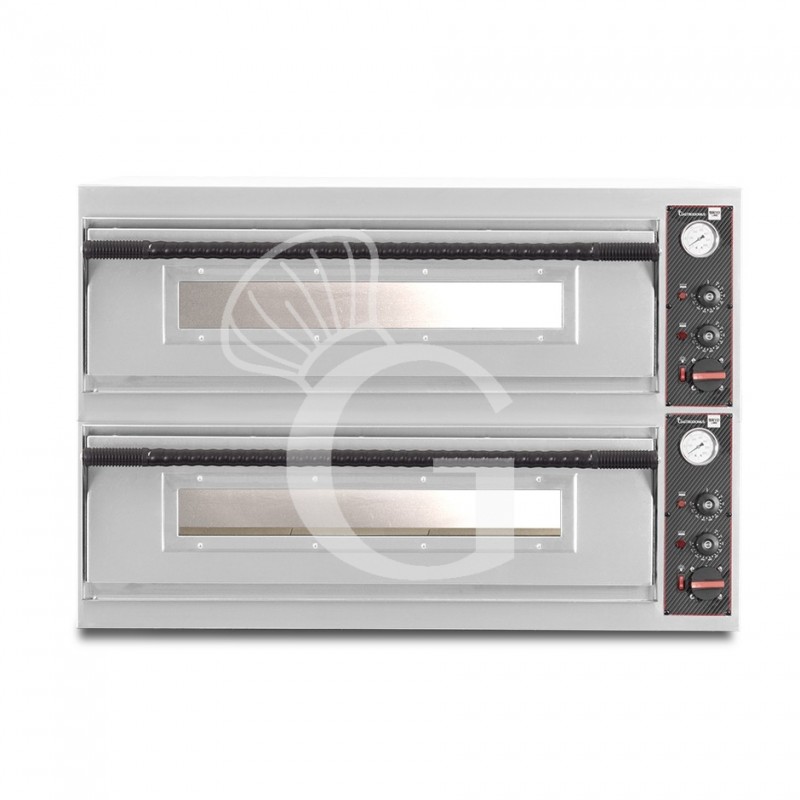 Horno eléctrico con 2 cámaras control mecánico para 6+6 pizzas de 350 mm de diámetro