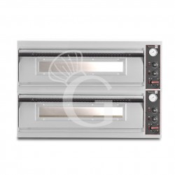 Horno eléctrico con 2 cámaras control mecánico para 9+9 pizzas de 350 mm de diámetro