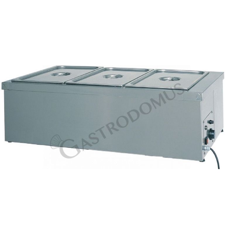 Mesa caliente de sobremesa 3 cubetas GN1/1 L 1100 mm x P 600 mm x A 320 mm 1000 W con resistencia en seco