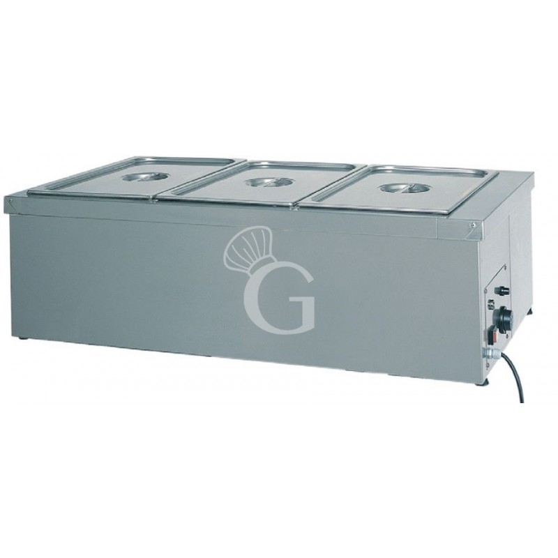 Mesa caliente de sobremesa 3 cubetas GN1/1 L 1100 mm x P 600 mm x A 320 mm 1000 W con resistencia en seco