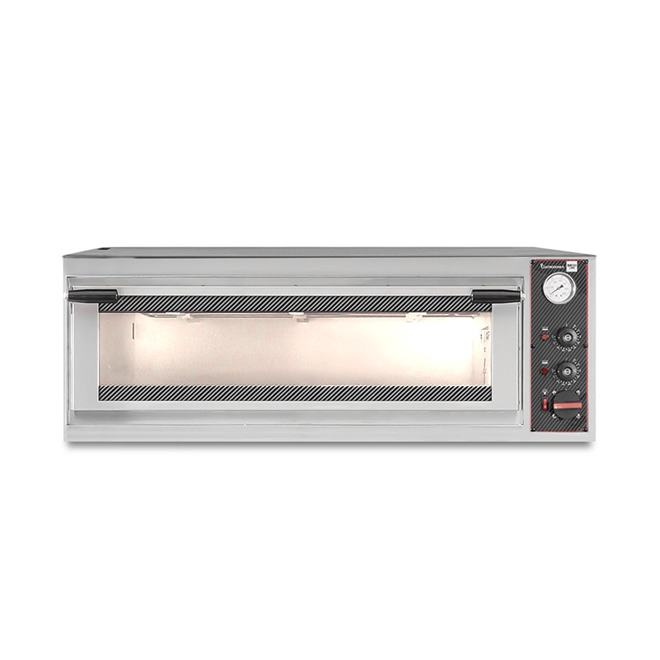 Horno eléctrico puerta de cristal para 2 bandejas 600x400 o 4 pizzas Ø 400mm 1 cámara con control mecánico