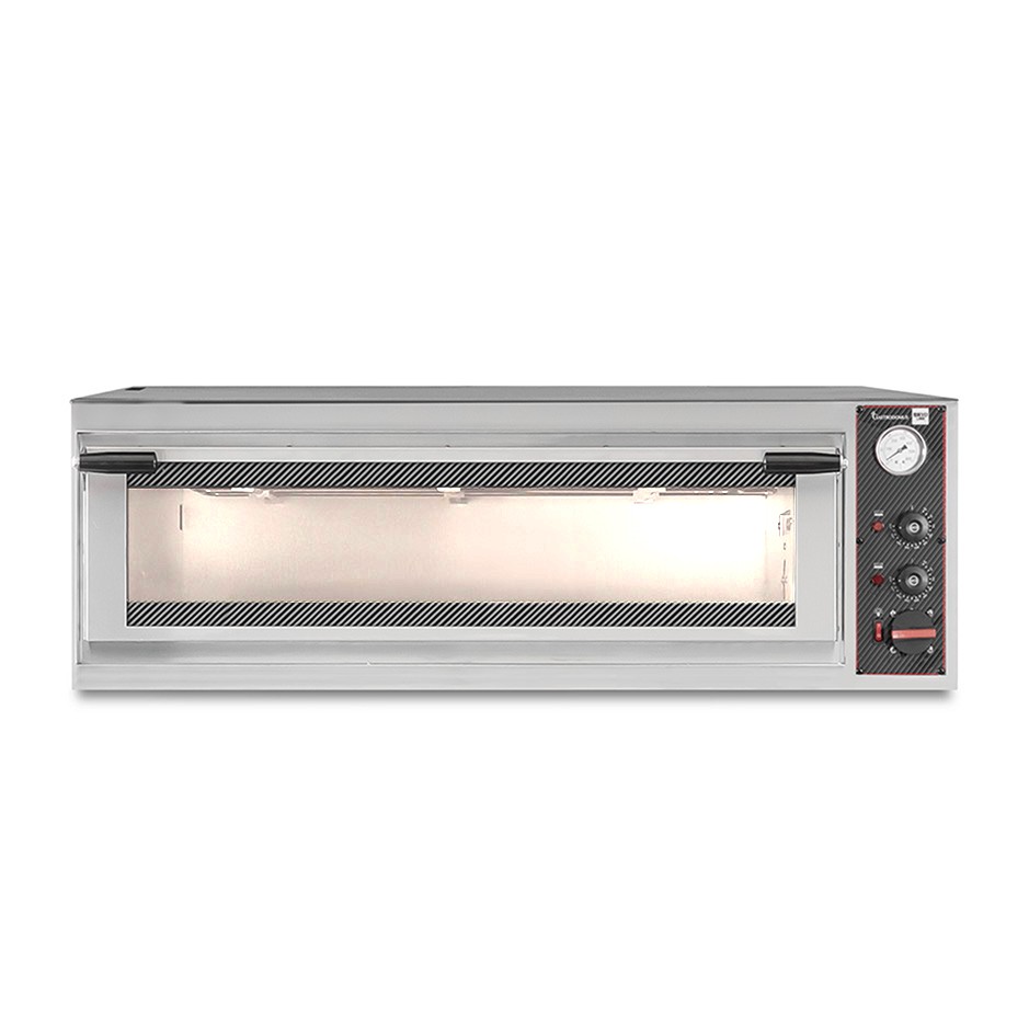 Horno eléctrico puerta de cristal para 4 bandejas 600x400 o 6 pizzas Ø 400mm 1 cámara con control mecánico