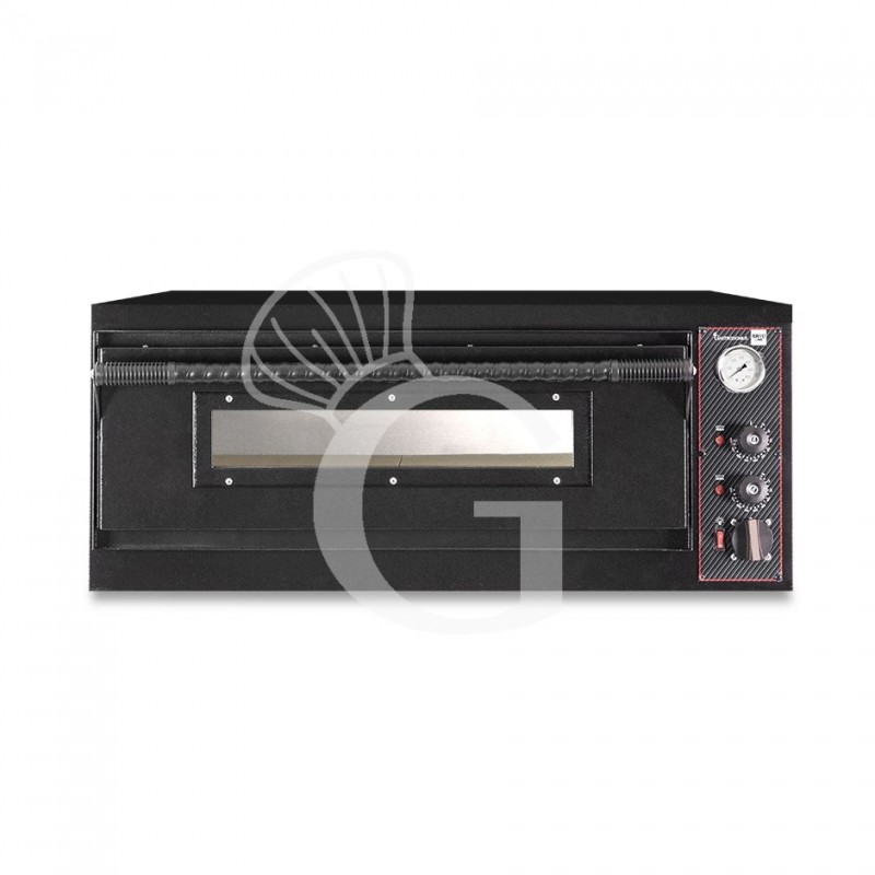 Horno eléctrico 6 pizzas de diámetro 350 mm 1 cámara control mecánico 9 Kw con diseño negro