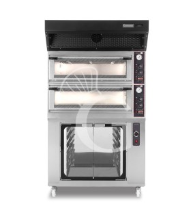 Horno eléctrico mecánico  puerta  cristal 4 bandejas 60x40 o 4+4 pizzas Ø40cm  campana condensación  cámara fermentación