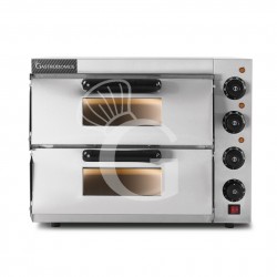 Horno eléctrico 1+1 pizza diámetro 350 mm 2 cámaras control mecánico temperatura 350°C potencia 3 Kw