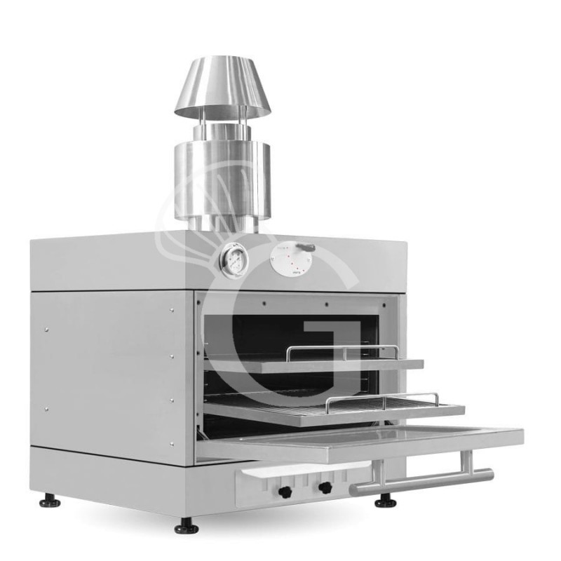 Horno de carbón ultracompacto, ideal para asar, gratinar y ahumar, L760xP690xH620 mm - 40/70 cubiertos