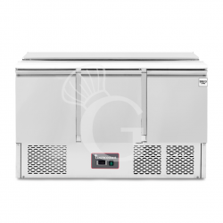 Mesa fría para ensaladas, 3 Puertas, Temperatura +2°C/+8°C, tapa de acero inoxidable