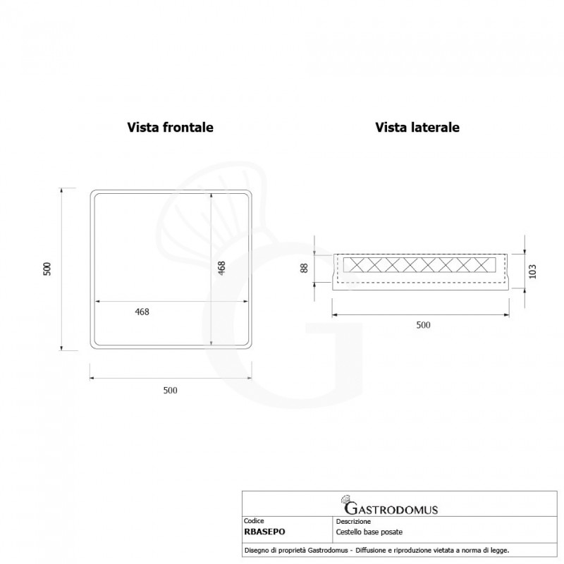 Cesto para cubiertos gris L 500 x P 500 mm