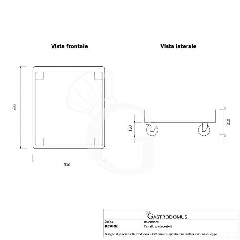 Carro porta cestos lavavajillas sin mango L 575 mm x P 545 mm H 210 mm