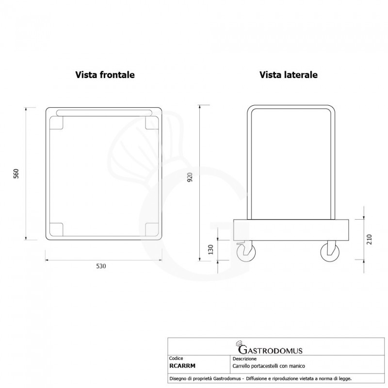 Carro porta cestos lavavajillas con mango L 560 mm x P 530 mm H 920 mm