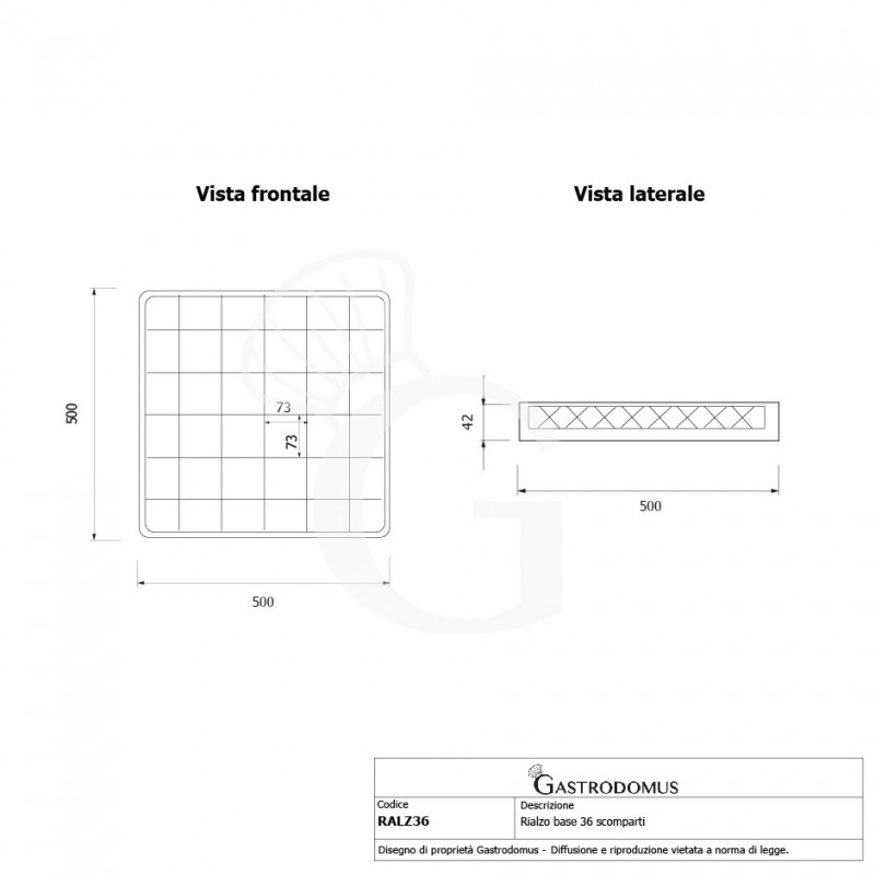 Elevador 36 compartimientos para cesto color azul H 42 mm