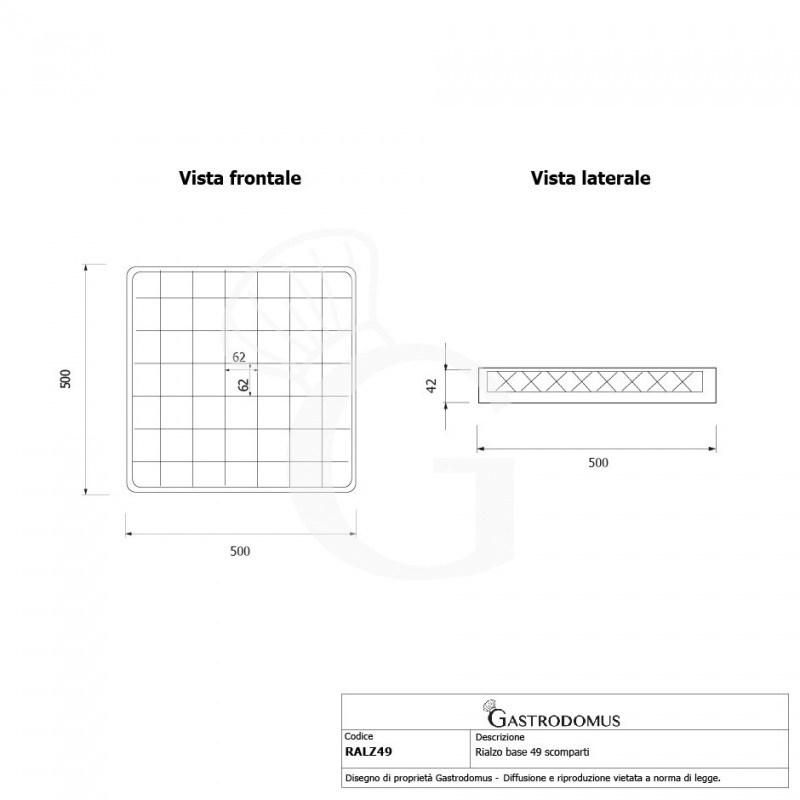 Elevador 49 compartimientos para cesto color azul H 42 mm