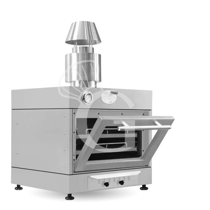 Horno de carbón compacto, ideal para asar, gratinar y ahumar, L760xP790xH670 mm - 60/80 cubiertos