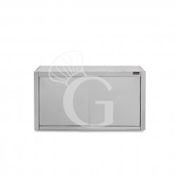 Armario de pared de acero inoxidable con escurridor, 2 puertas batientes, 1 estante perforado, L 900 mm x P 400 mm x A 660 mm