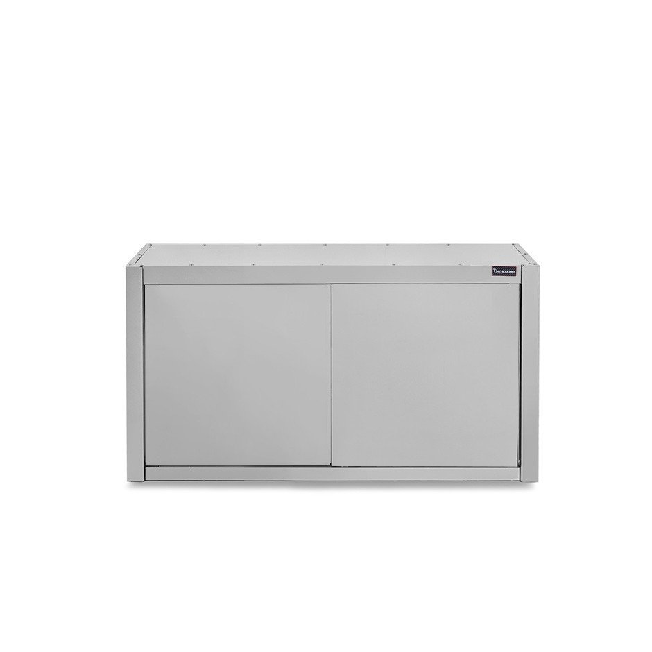 Armario de pared de acero inoxidable con escurridor, 2 puertas batientes, 1 estante perforado, L 900 mm x P 400 mm x A 660 mm