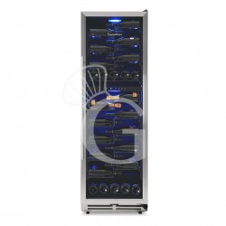 Vinoteca empotrable ventilada doble temperatura puerta de inox 420 LT 9 estantes 107 botellas +5°C/+22°C