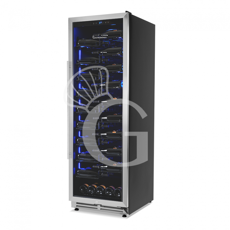 Vinoteca empotrable ventilada puerta inox 420 LT 10 estantes 119 botellas +5°C/+22°C