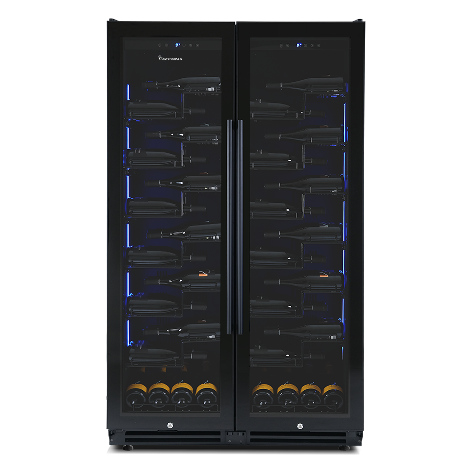 Vinoteca empotrable Doble temperatura 480 LT 14 estantes 106 botellas +5°C/+22°C