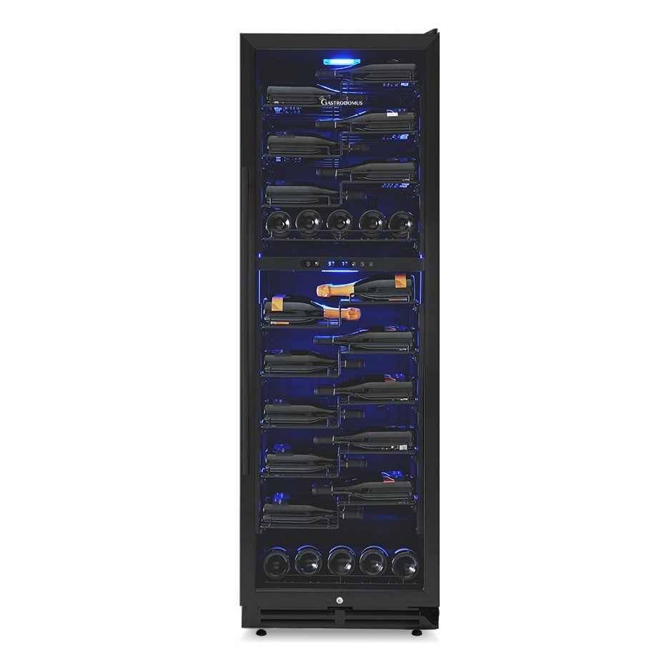 Vinoteca empotrable Doble temperatura ventilada 420 LT 9 estantes 107 botellas +5°C/+22°C