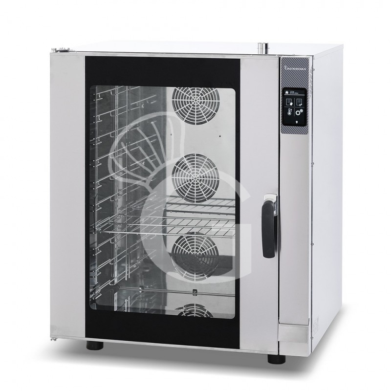 Horno eléctrico convección vapor, puerta lateral, pantalla táctil , trifásico, 10 bandejas de 600x400 mm o GN 1/1