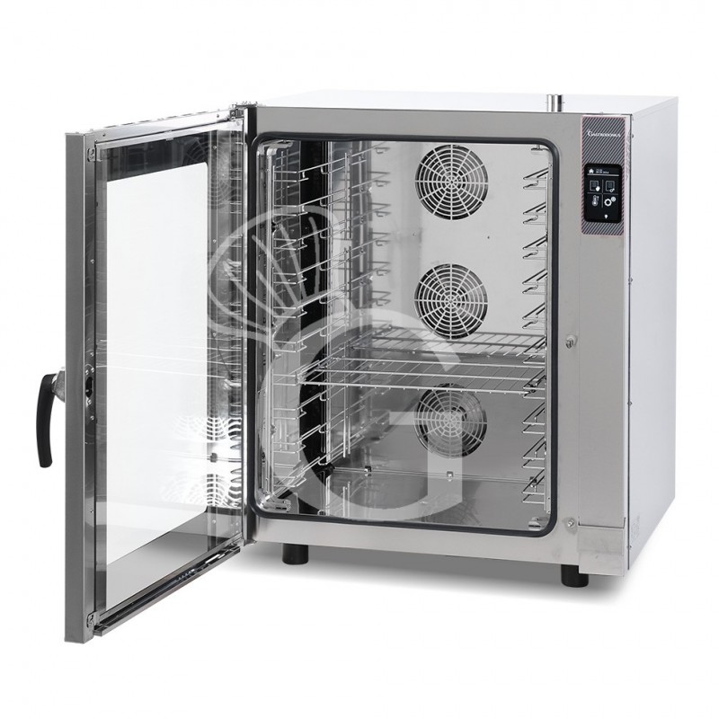 Horno eléctrico convección vapor, puerta lateral, pantalla táctil , trifásico, 10 bandejas de 600x400 mm o GN 1/1