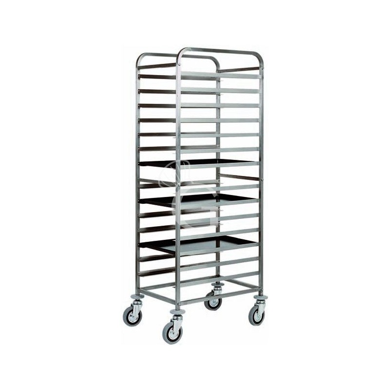 Carro bandejero de acero inoxidable para 14 bandejas 600 x 400 mm - L 520 mm x P 720 mm A 1820 mm