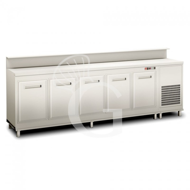 Mostrador de bar refrigerado con motor incorporado y soporte para mostrador, temperatura +4°C/+8°C, L 3000 x P 560 x H 1145 mm