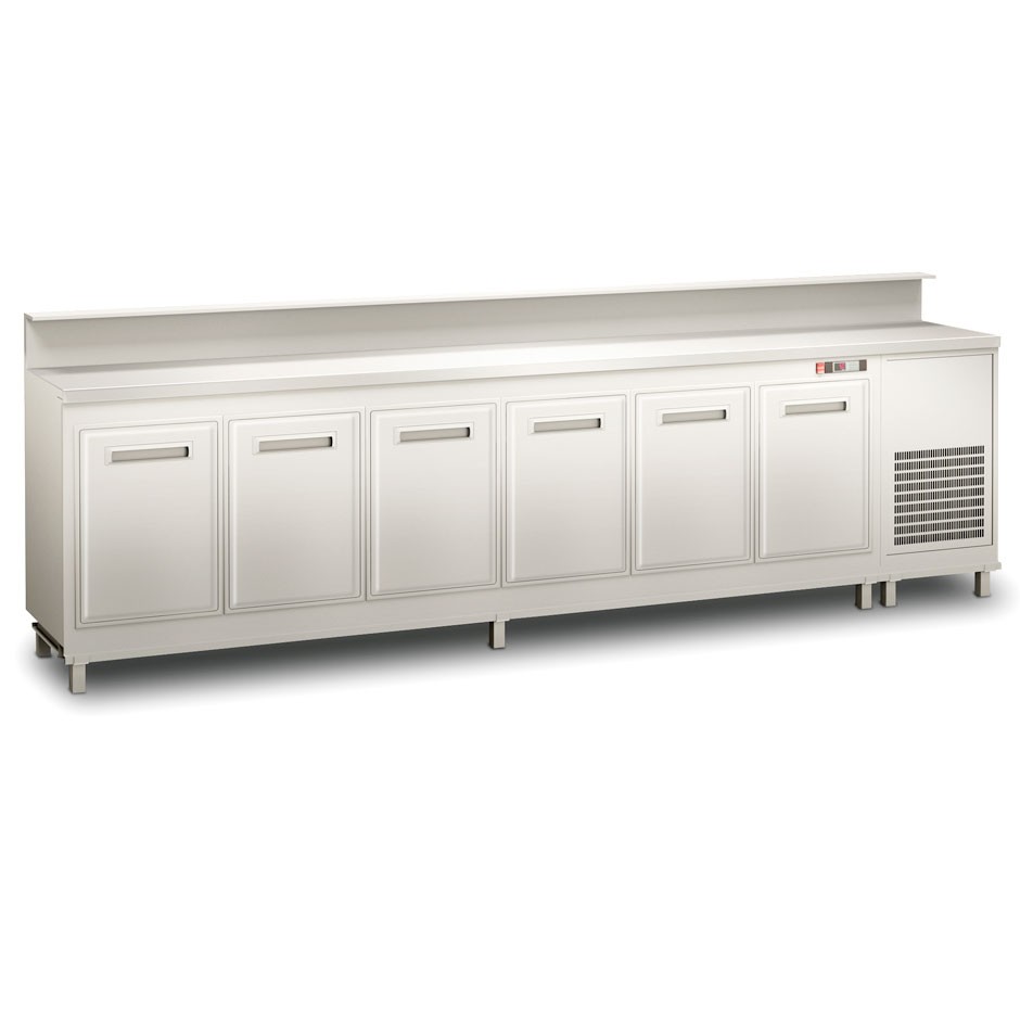 Mostrador de bar refrigerado con motor incorporado y soporte para mostrador, temperatura +4°C/+8°C, L 3500 x P 560 x H 1145 mm