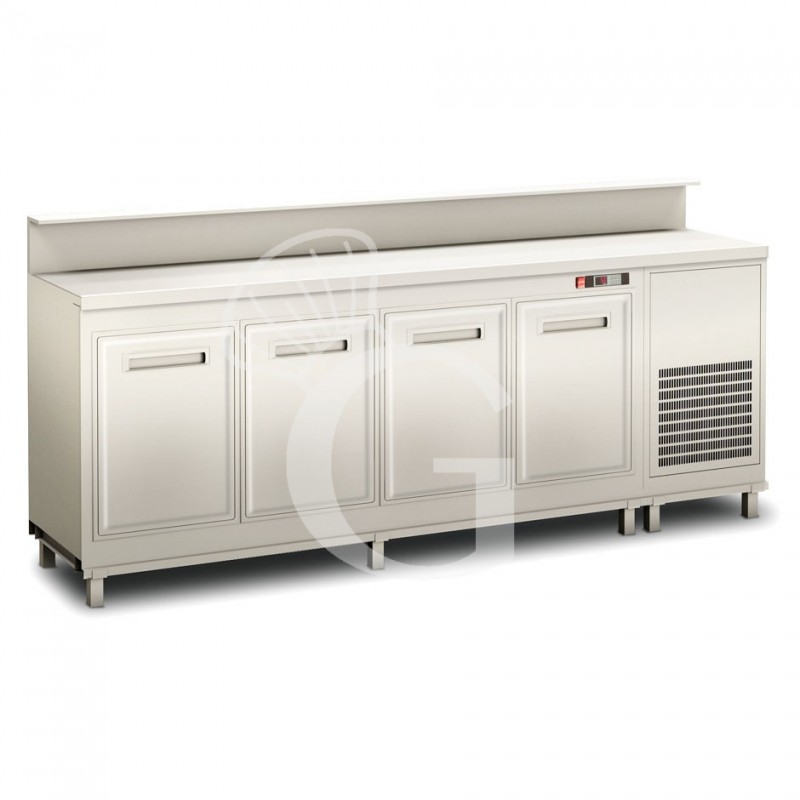 Mostrador de bar refrigerado con motor incorporado y soporte mostrador, temperatura +4°C/+8°C, L 2500 x P 680 x H 1145 mm