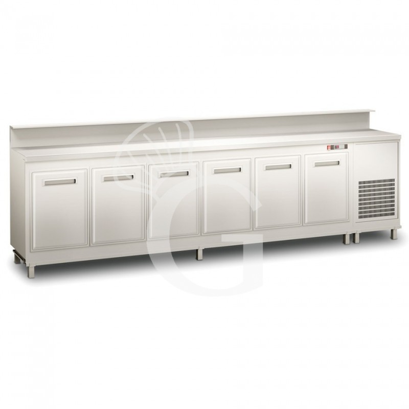 Mostrador de bar refrigerado con motor incorporado y soporte mostrador, temperatura +4°C/+8°C, L 3500 x P 680 x H 1145 mm