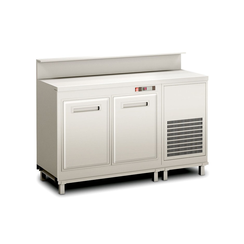 Mostrador de bar refrigerado con motor incorporado y soporte mostrador, temperatura -16°C/-18°C, L 1500 x P 560 x H 1145 mm.