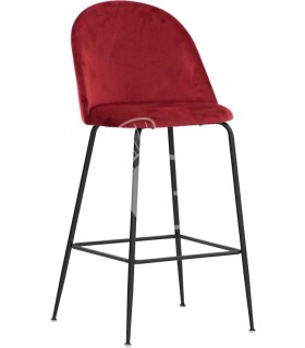 Taburete Rich con estructura de metal pintado y revestimiento de terciopelo, rojo