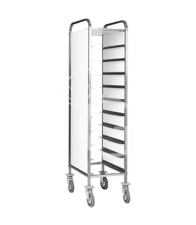 Carro bandejero con paneles laterales para 10 bandejas GN1/1 - L 450 mm x P 620 mm x H 1750 mm