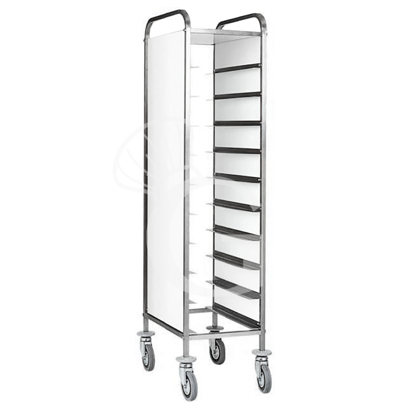 Carro bandejero con paneles laterales para 10 bandejas GN1/1 - L 450 mm x P 620 mm x H 1750 mm