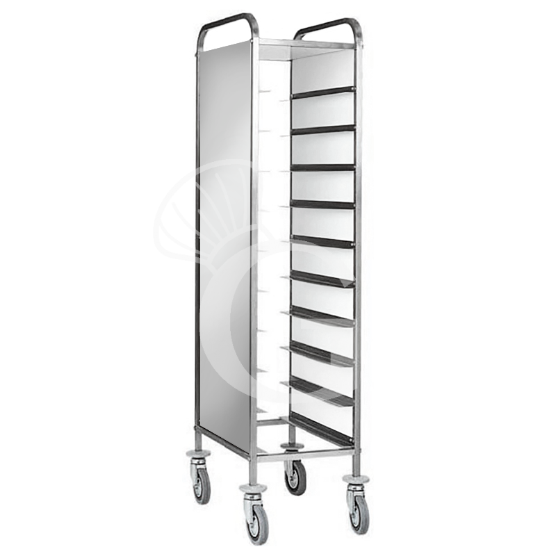 Carro bandejero con paneles laterales para 10 bandejas GN1/1 - L 450 mm x P 620 mm x H 1750 mm