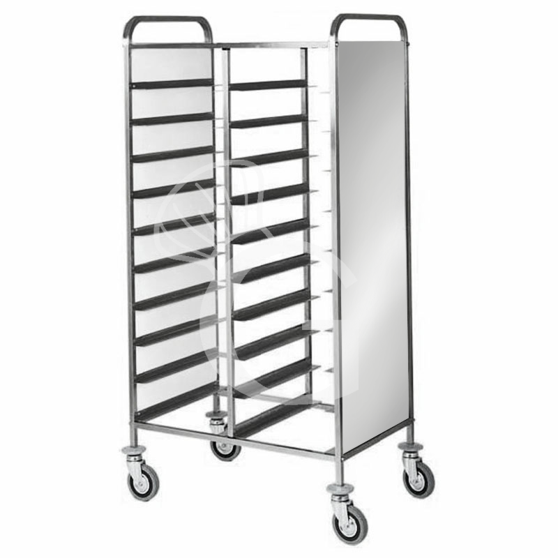 Carro bandejero con paneles laterales inox para 20 bandejas GN1/1 - L 810 mm x P 620 mm x H 1750 mm