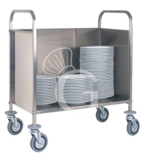 Carro porta platos y bandejas de acero inoxidable con superficie de chapa - L 910 mm x P 570 mm x A 1010 mm